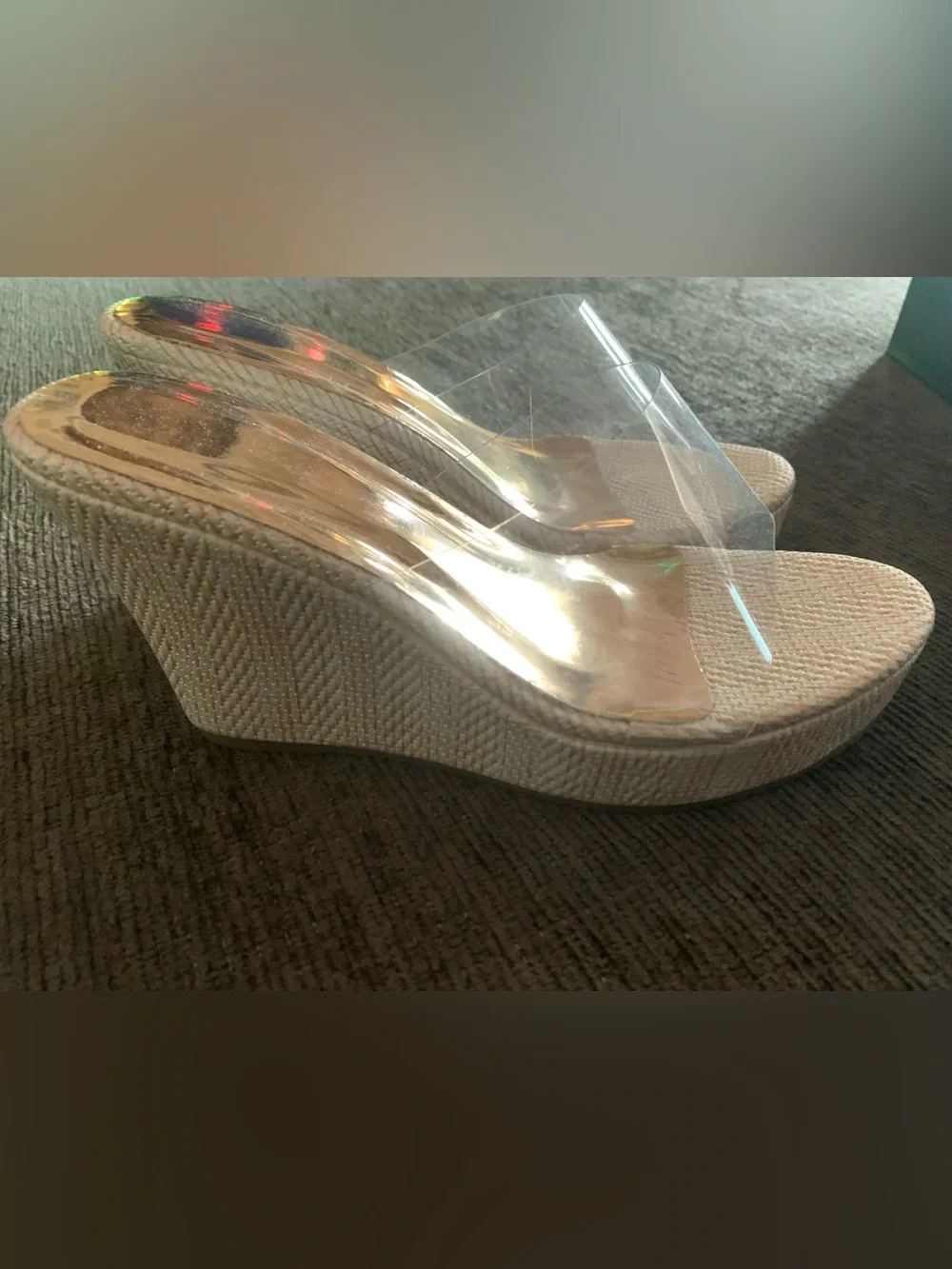 Clear Strap Wedge Sandals